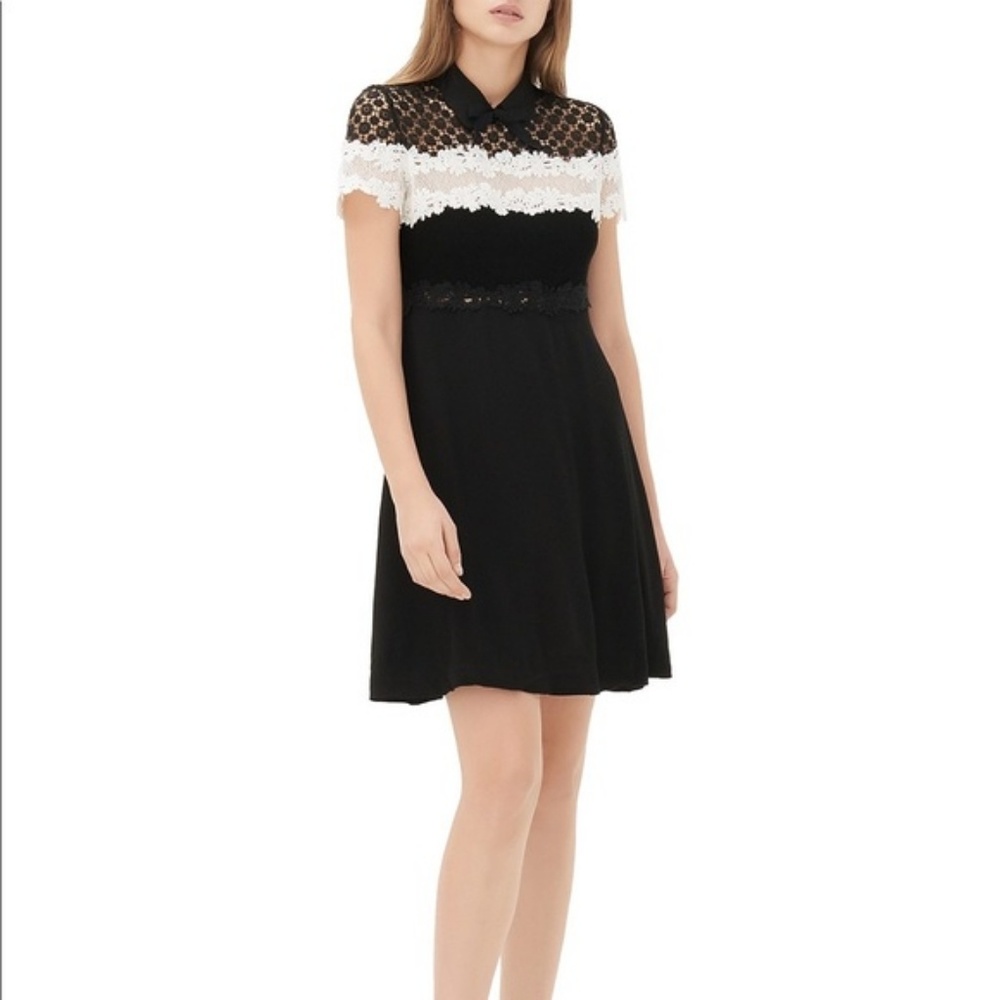 Sandro Radia Black & White Lace Dress Size 2/M - Picture 2 of 8